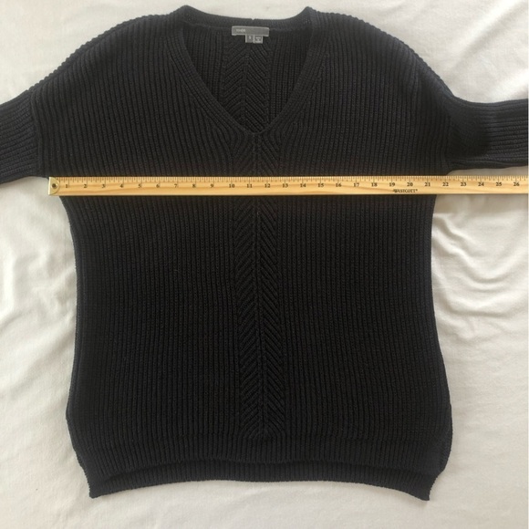 Vince Black Ribbed V-Neck 100% Cotton Long Sleeve Size Small Sweater - Picture 8 of 10